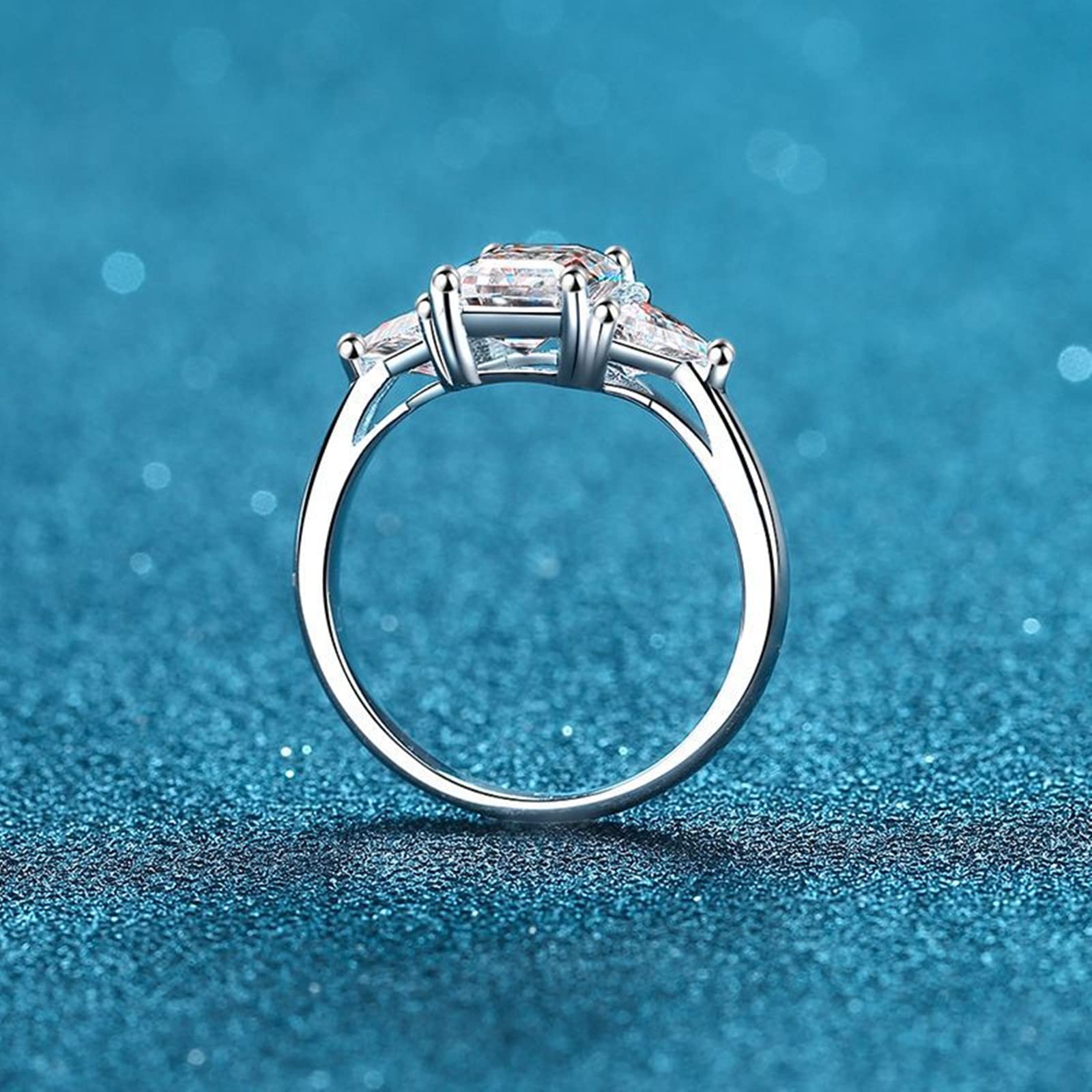 Anelli in argento, anello gioielli in argento moissanite radiano, fedi nuziali, regali di fidanzamento per donna