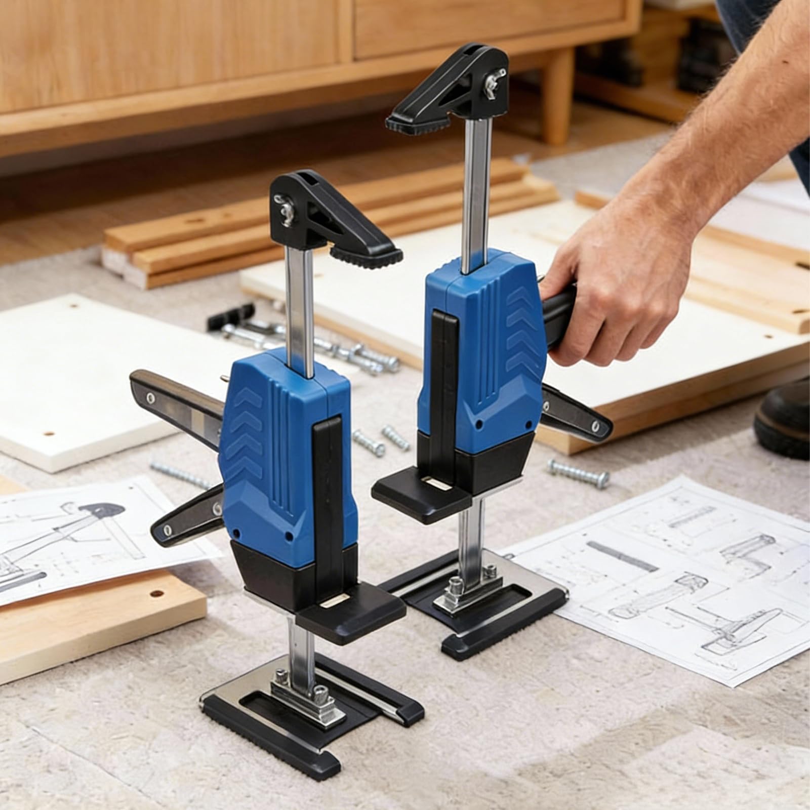 Hniuyun Cric a braccio per risparmio di manodopera, capacità 150 kg, resistente, con discesa lenta e veloce per elettrodomestici, porte, installazione di piastrelle e supporto per la lavorazione del