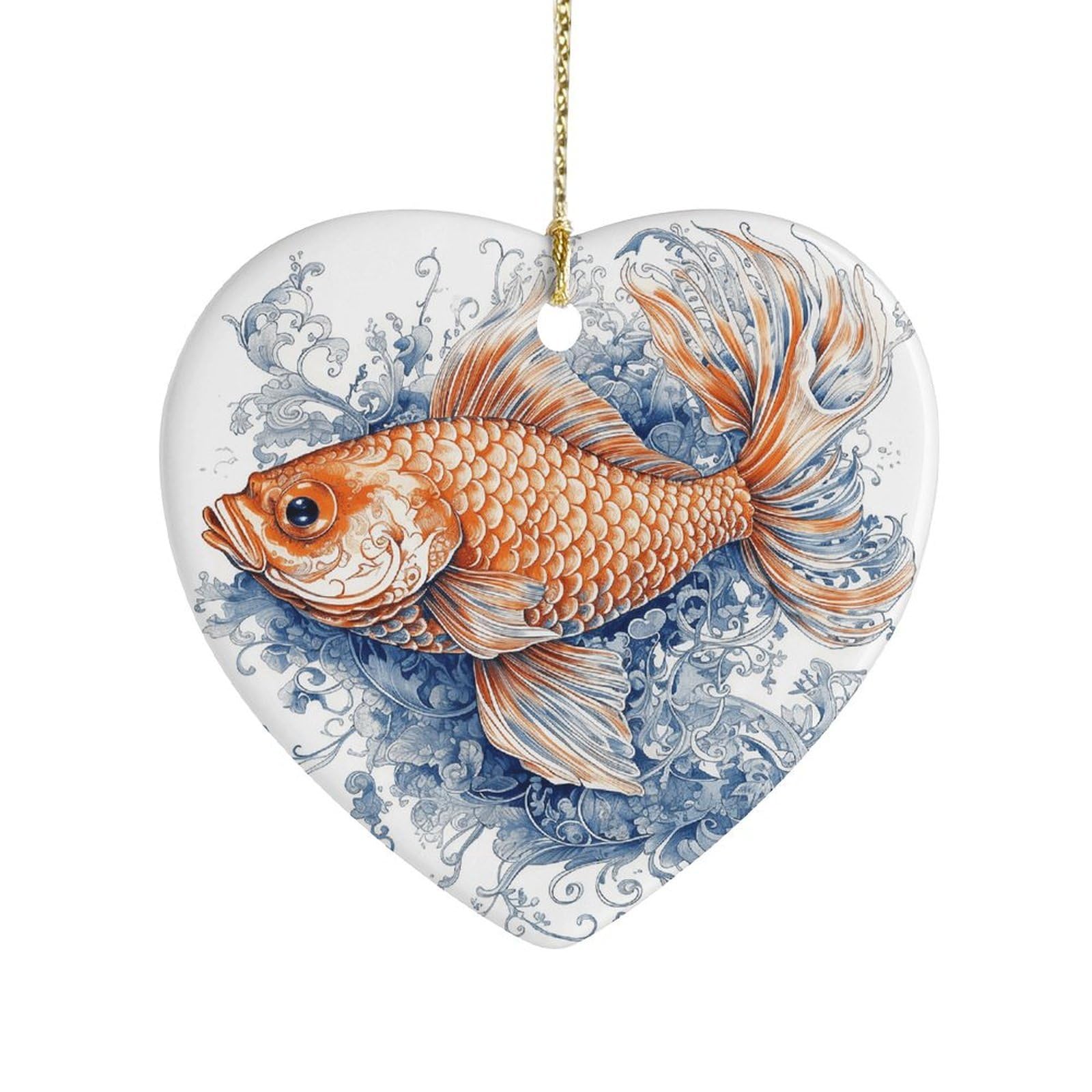 Fekiloot Style Orange Fish Ceramic Ornament Home Decor Keepsake
