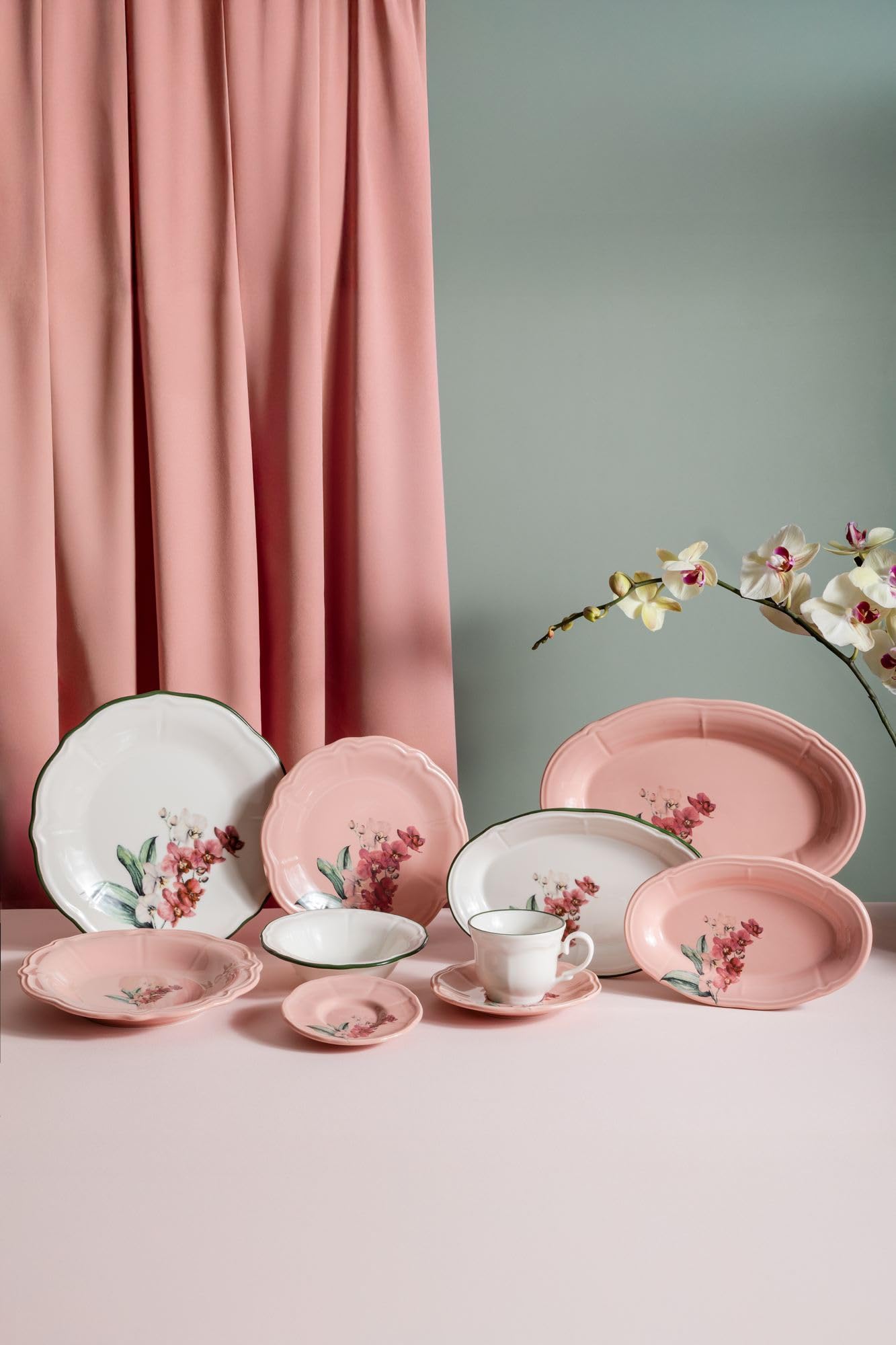 Elegancki 27-częściowy serwis obiadowy, 100% porcelana | w zestawie talerze do serwowania, miski i talerze | nadaje się do mycia w zmywarce i używania w kuchence mikrofalowej