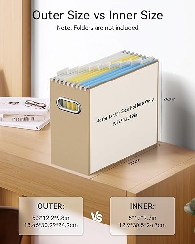 Vista 39 de Oterri - Organizador de archivos, caja de almacenamiento pequeña, organizador de cartón, caja plegable para colgar carpetas, tamaño carta