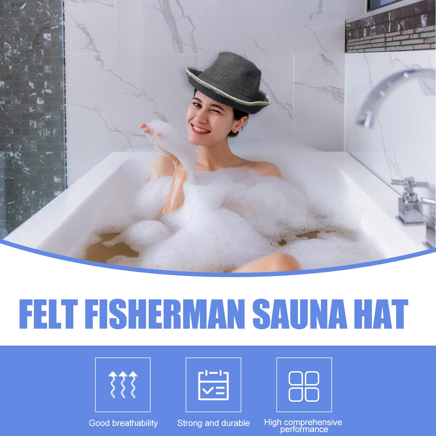 Molbory Lot de 2 chapeaux de sauna en feutre Gris