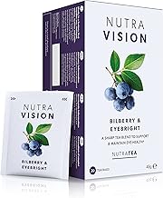 NutraVision - Thé de soutien pour les yeux | Thé contre la fatigue oculaire - Supplément pour la santé oculaire - 20 Sachets de thé enveloppés - par NutraTea - Tisane