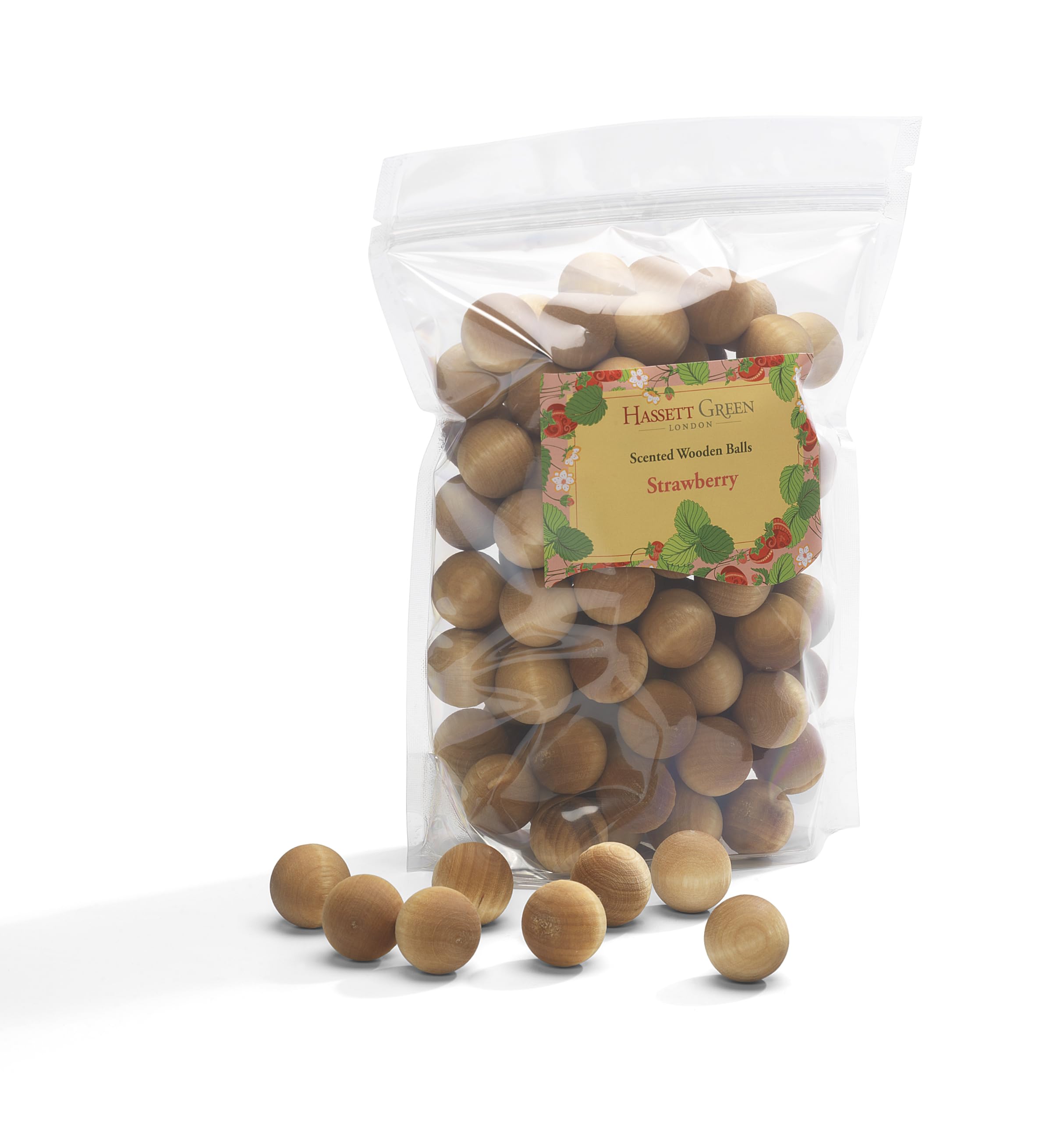 Hassett Green London Green Hassett London - Strawberry - Scented Wooden Balls Pack Of 100 - Alternative To Pot Pourri, Diffusers, Sachets And Drawer Liners