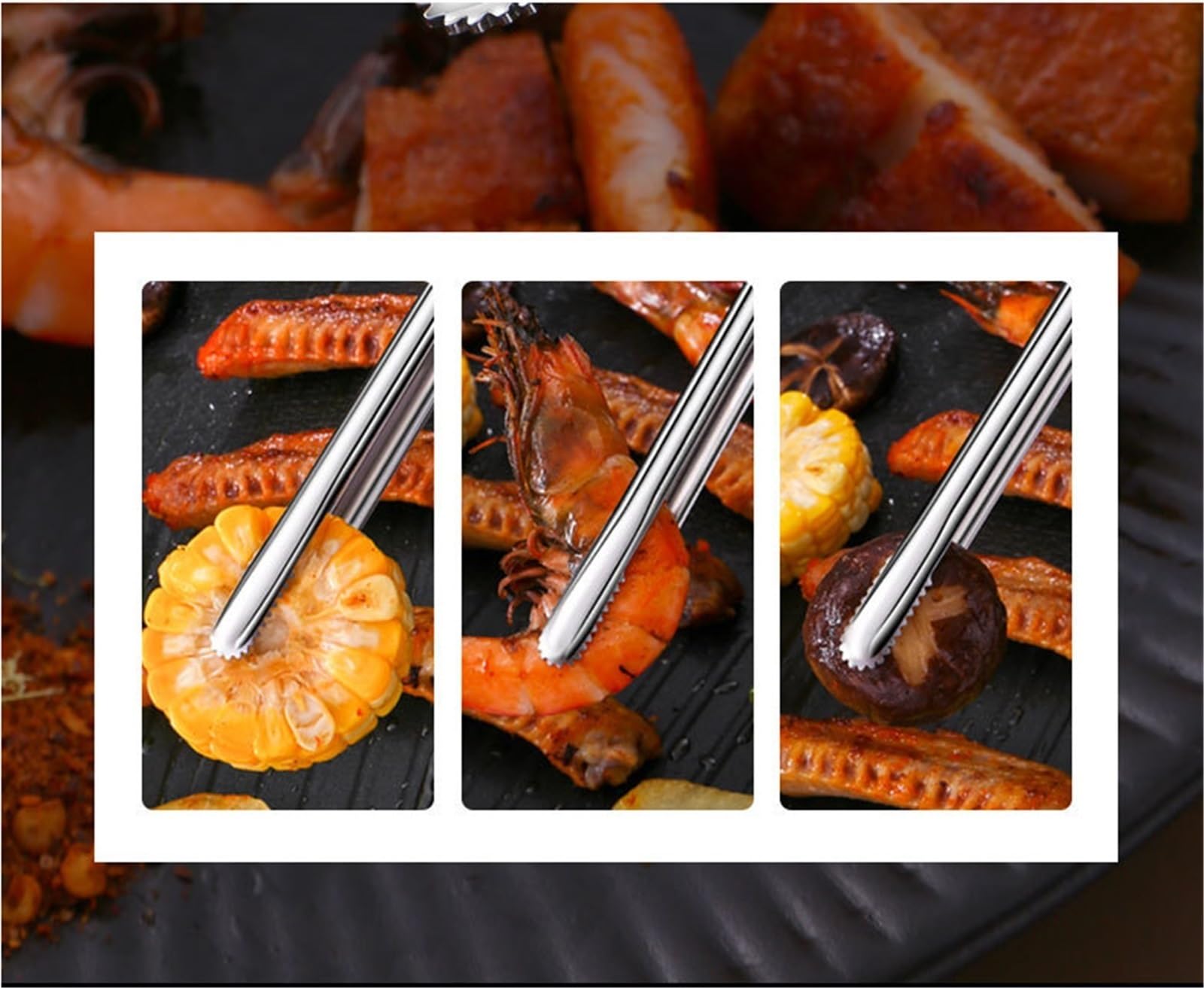 Szczypce do Bufetu Koreańskie Szczypce Do Grilla Ze Stali Nierdzewnej, Odpowiednie Do Grillowania, Pieczenia, Gotowania I Grillowania Grillowania, Serwowania(19cm)