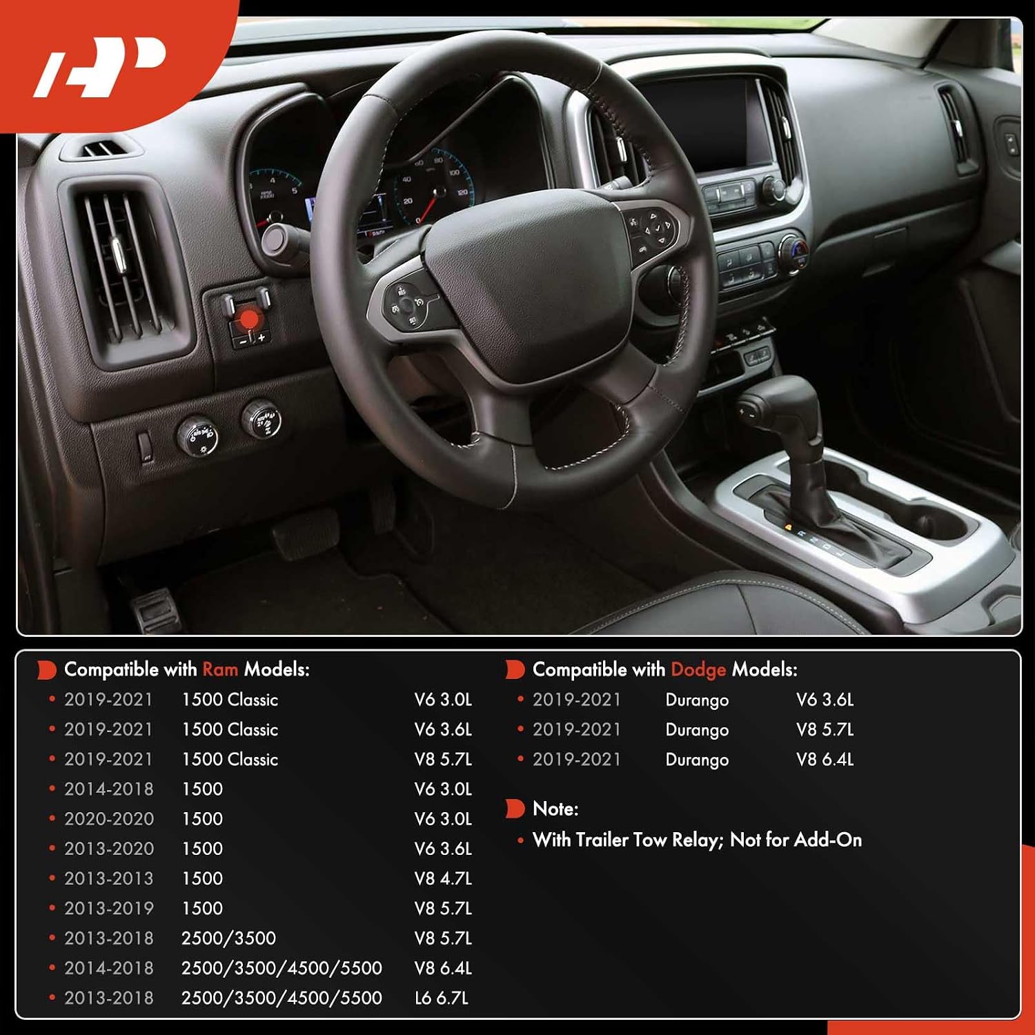 A-Premium Trailer Brake Control Switch Compatible with Ram 1500 2013-2018, 2500 3500 4500 5500 2013-2018, Ram 1500 2019-2021 & Dodge Durango 2019-2021, Replace# 68105206AC