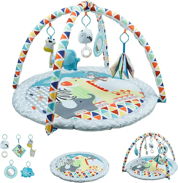 Tapis d'éveil bébé 0-36 mois avec jouets suspendus et tapis de sol pratiques