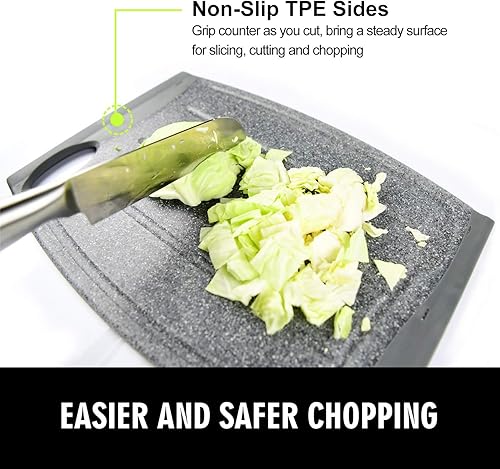 Miniatura 4 de Tabla de cortar de plástico extragrande, tabla de cortar antideslizante de 16 pulgadas para carne, tabla de cortar de cocina más gruesa, diseño