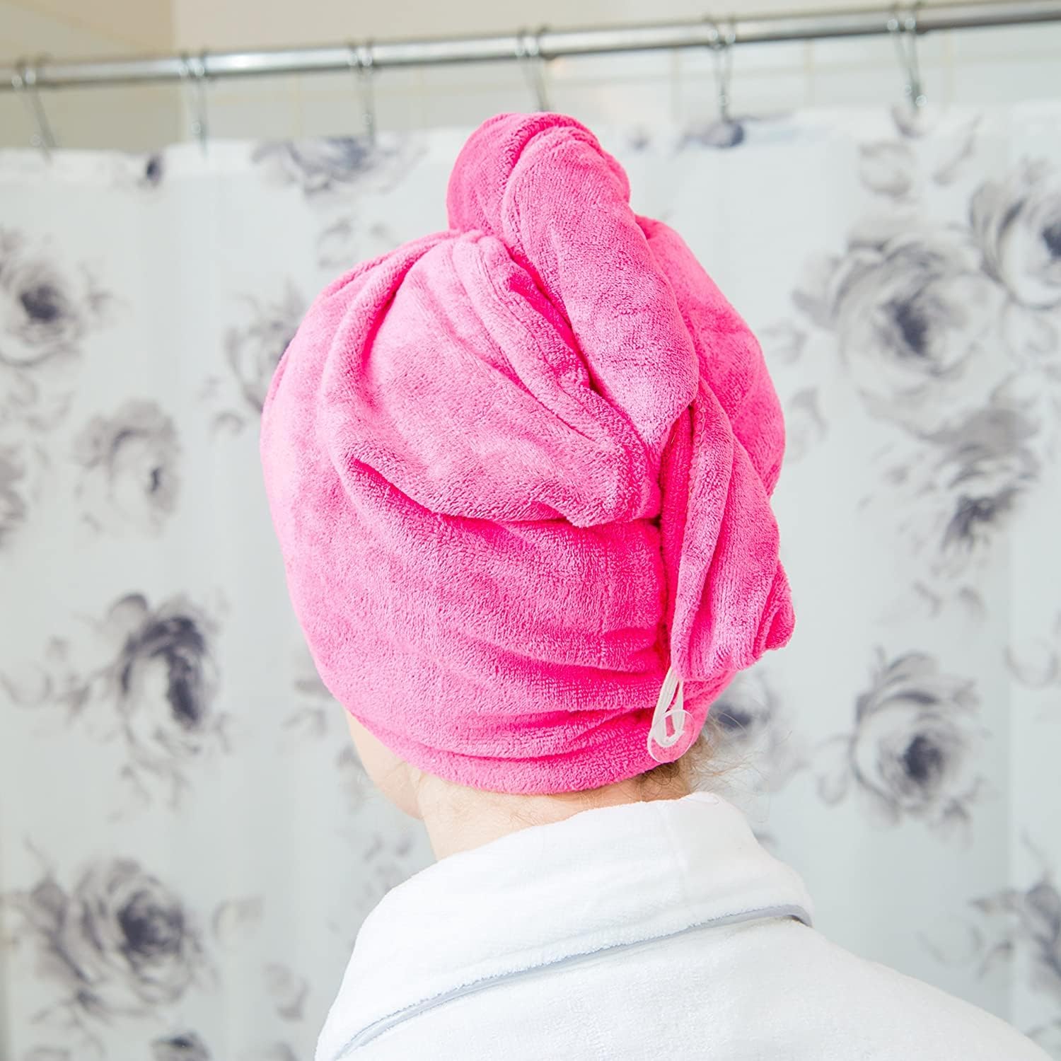 Koffing Hair Towel Wrap for Women-Quick Drying Microfiber Towel for Hair with Elastic Loop for Tying-Super Absorbent Head Towels Wrap for Ladies Hair Turban 4