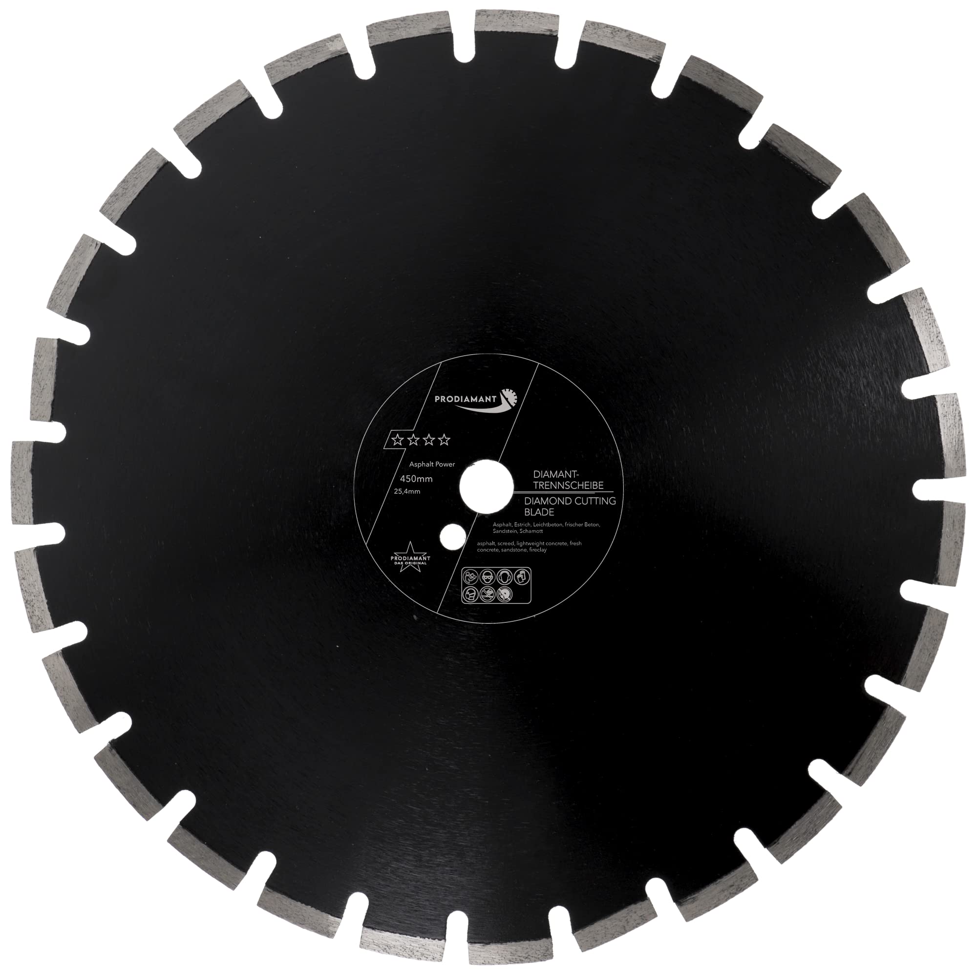 PRODIAMANT Disco de diamante abrasivo de 450 mm x 25,4 mm para carreteras, asfalto, solera, hormigón ligero, hormigón fresco, arenisca y arcilla refractaria