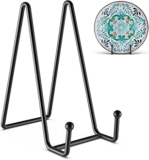 3 Pack 6 Inch Plate Stands for Display Picture - Vinyl Table Top Display, Decorative Metal Frame Holders for Book , Photo and Platter, Tabletop Art, Black 3 Packs