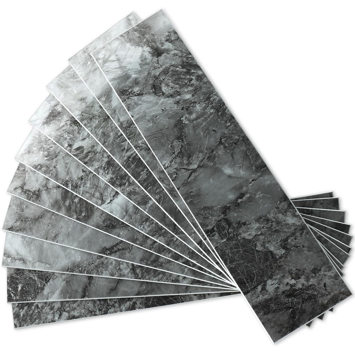 AULIGET 40-Piece Polished Dark Grey Marble Peel and Stick Backsplash Wall Tiles