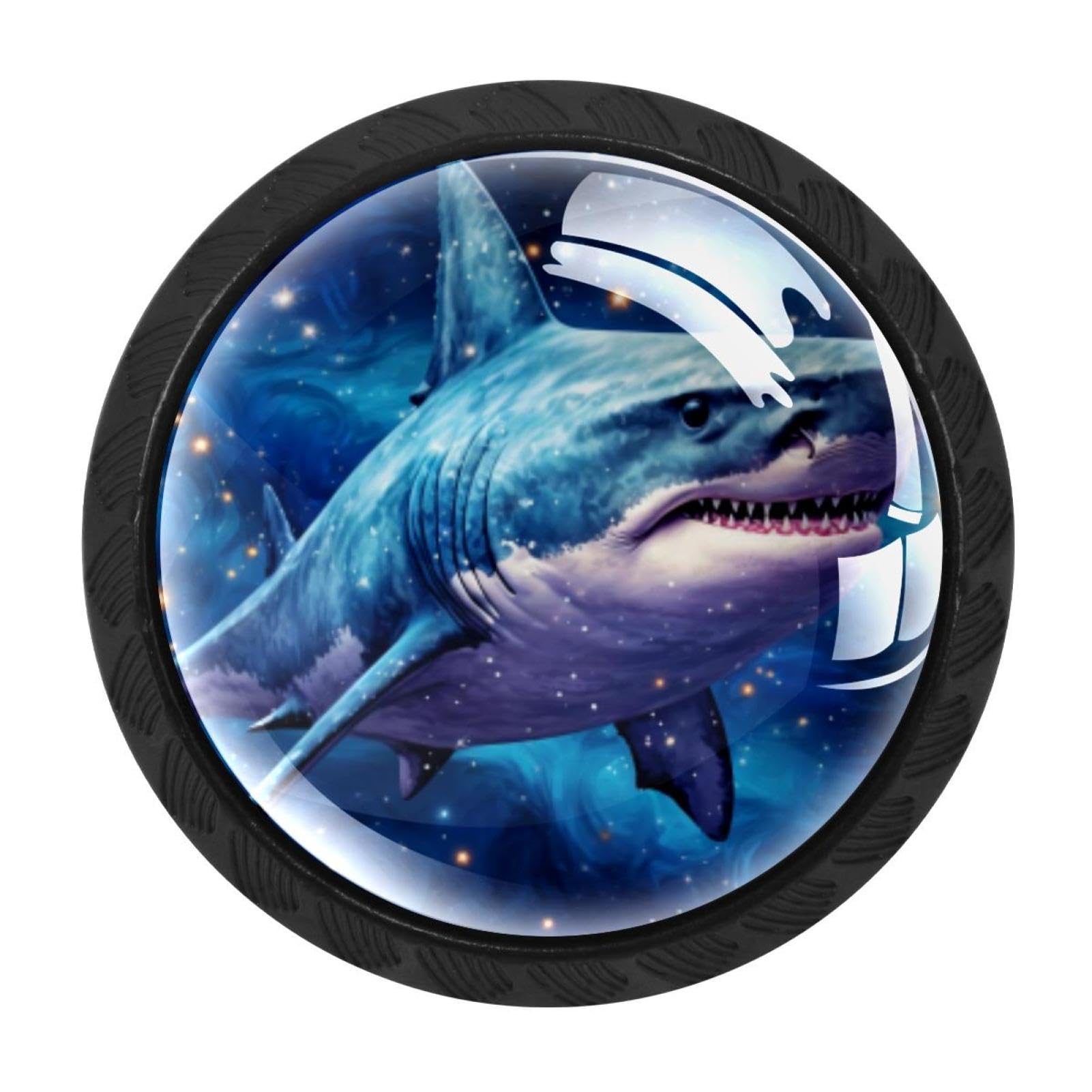 CHENZZZZ Starry Sky Shark Cabinet Knobs 4 Pieces Drawer Kitchen Cabinets Dresser Cupboard Wardrobe Unique Pulls Handles