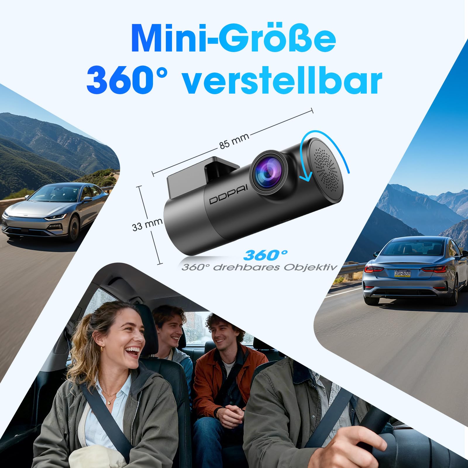 DDPAI MINI Pro 4K Dashcam Auto, 2160P Frontkamera, 360° Drehbar, 64GB-Karte-Inklusive, Night Vision 24H Parking Monitor, 5.8G WiFi 6, G-Sensor, Loop-Aufnahme, App-Steuerung, Superkondensator