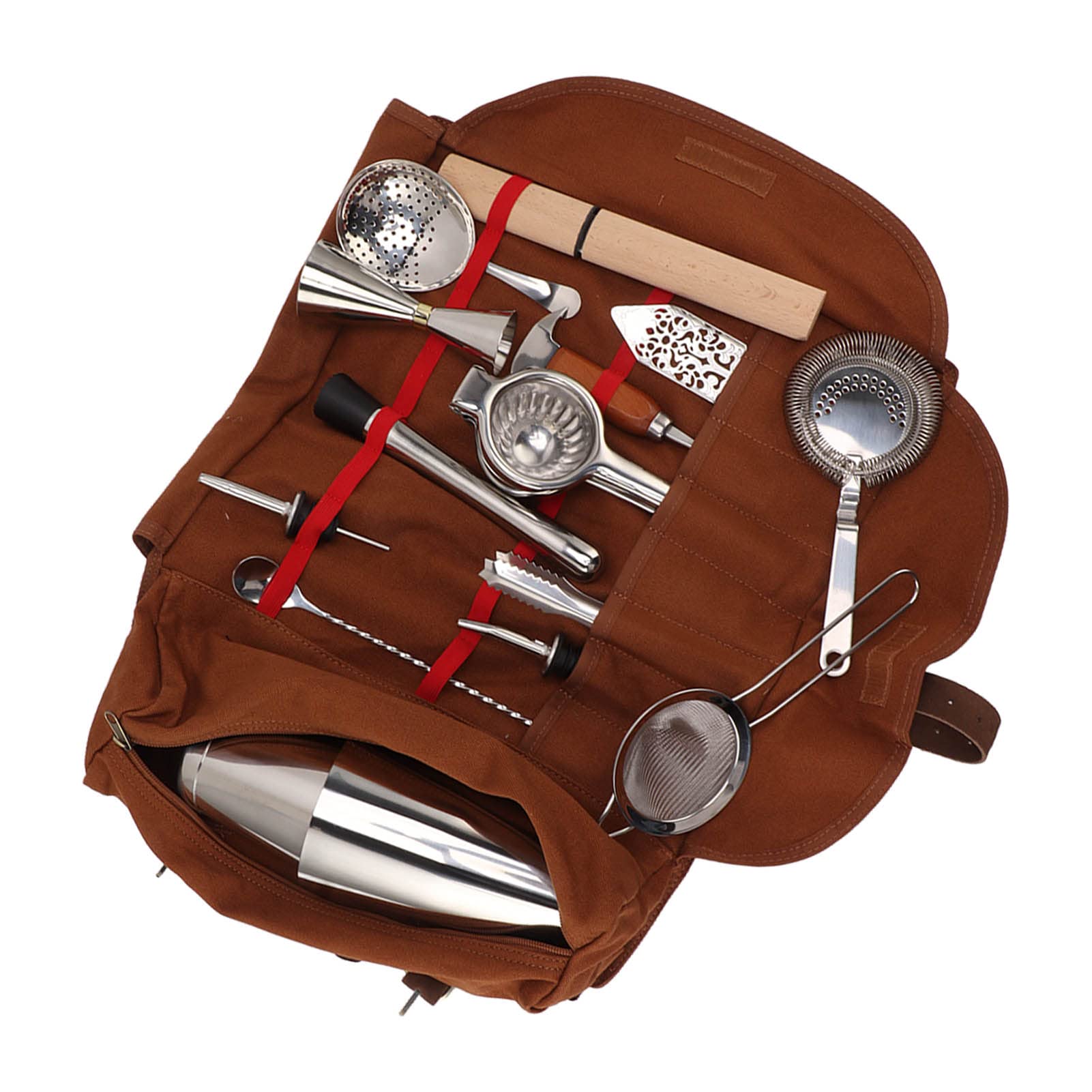 Kit de coctelera mezcladora de cócteles, Kit de coctelería de Acero Inoxidable de 18 Piezas con Bolsa de Almacenamiento, para Bar y Uso doméstico, diseño Lavable y