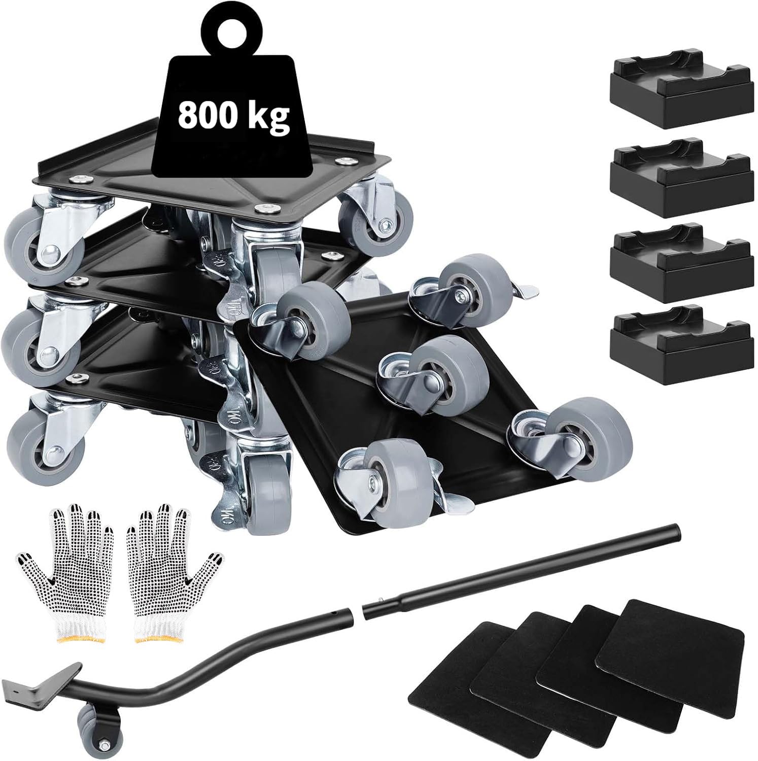 Farnirvana Set di 4 ruote girevoli a 360°, portata fino a 800 kg per mobili pesanti e traslochi