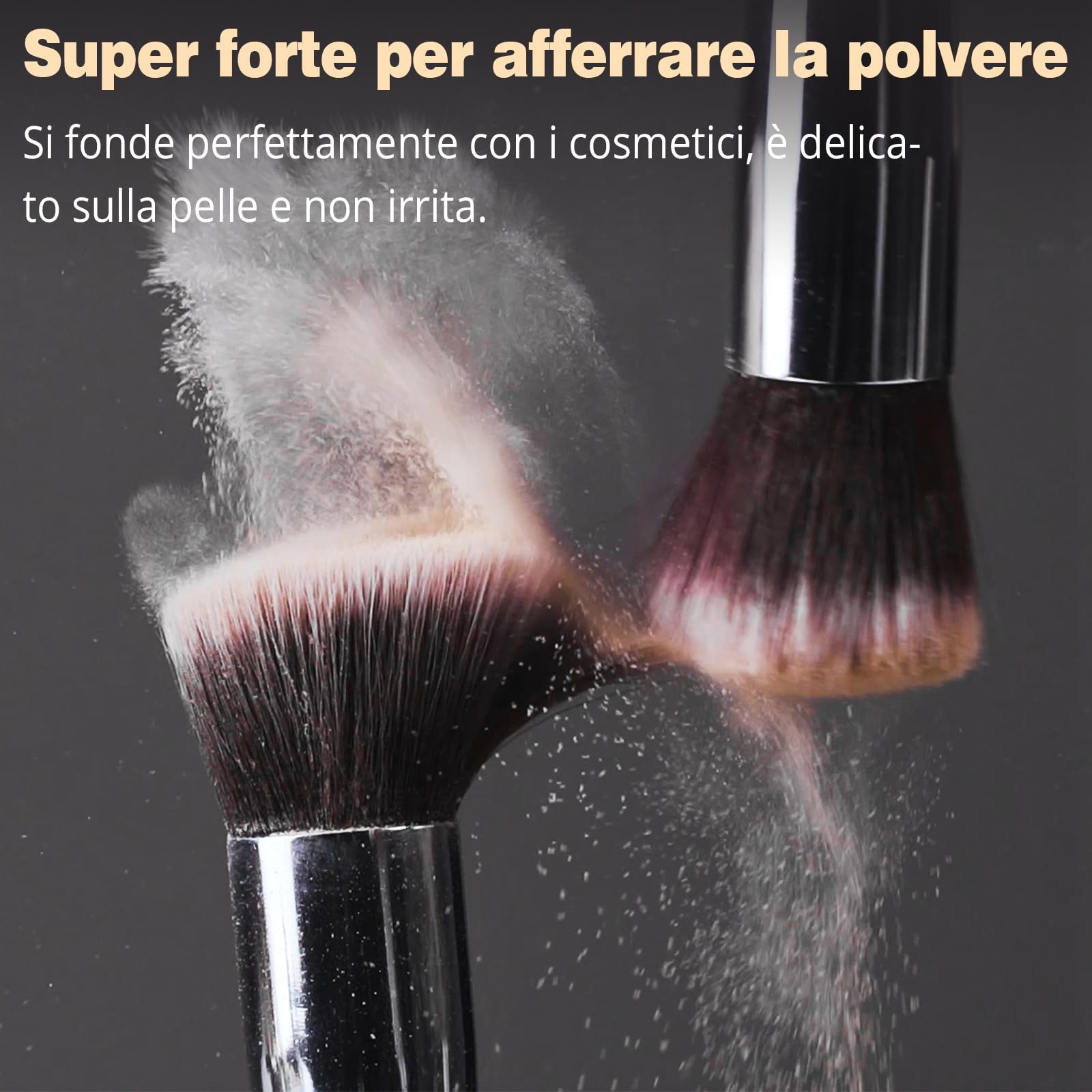 BEAKEY Set Pennelli Make up Premium synthetic pennelli trucco per fondazione cipria fard, ombretto, Set di pennelli make up, kit con spugnetta e Blender Beauty (10 + 2 pezzi, nero/argento)