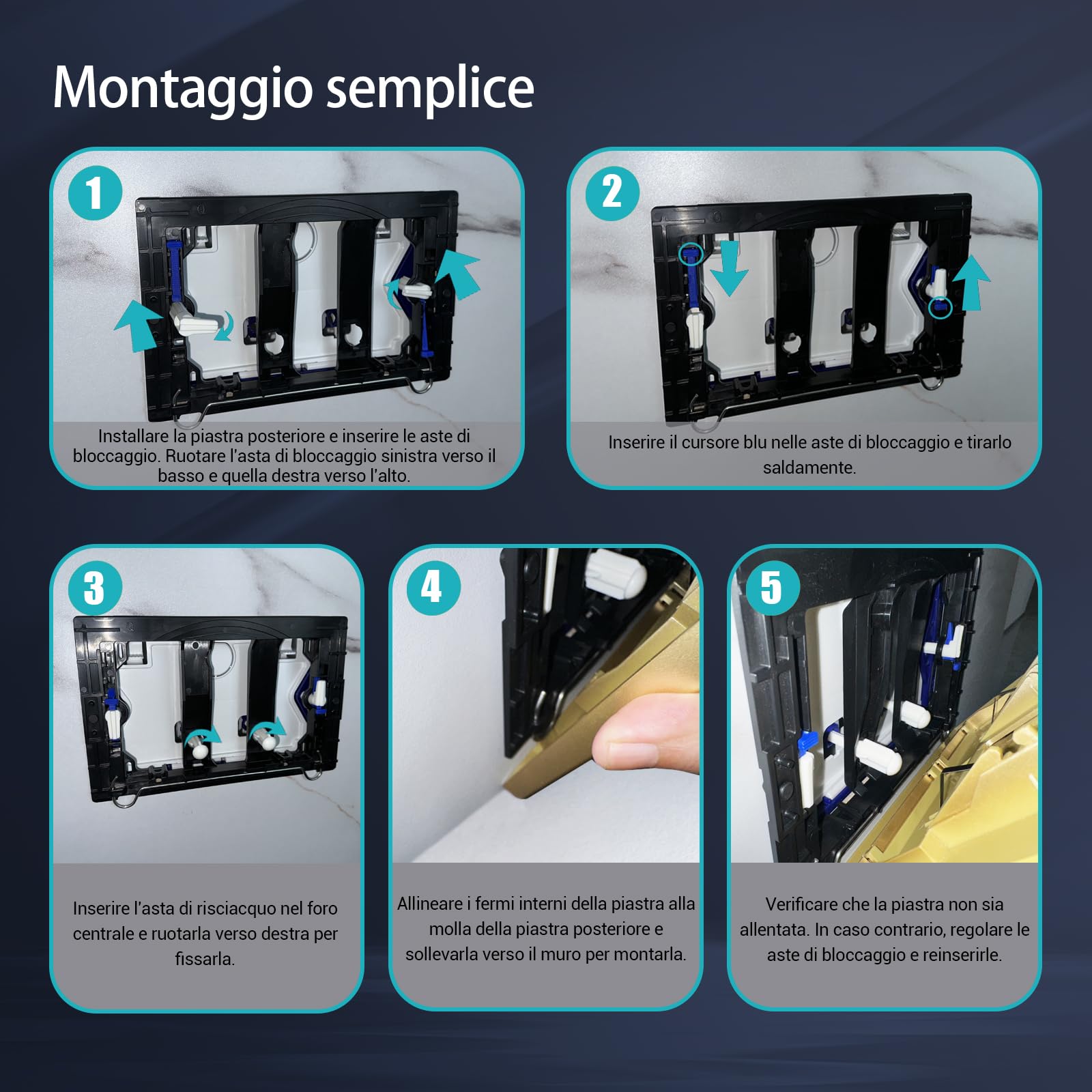 Empyreal Placca Controllo per Geberit Duofix Sigma/Delta/BASIC Cromo | Comando per Doppio Scarico, Portane uno Scivolo di Alimentazione per Pastiglie di Pulizia