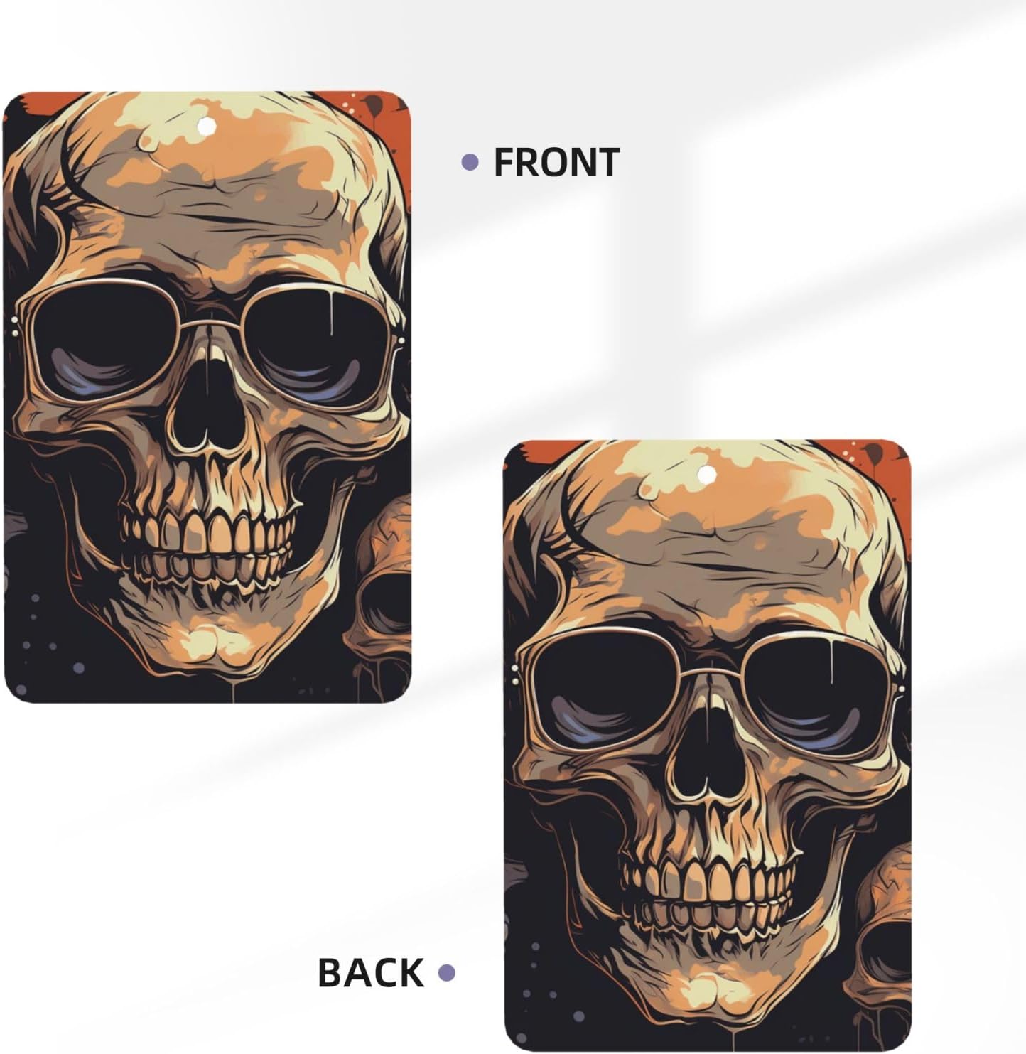 Cool Retro Skull Graphics Car Air Fresheners Cards Set of 4 Pieces, Long-Lasting Auto Aromatherapy Tablets Gifts Car Rearview Mirror Pendant Hanging Scented Cards for Wardrobe Bathroom image 3