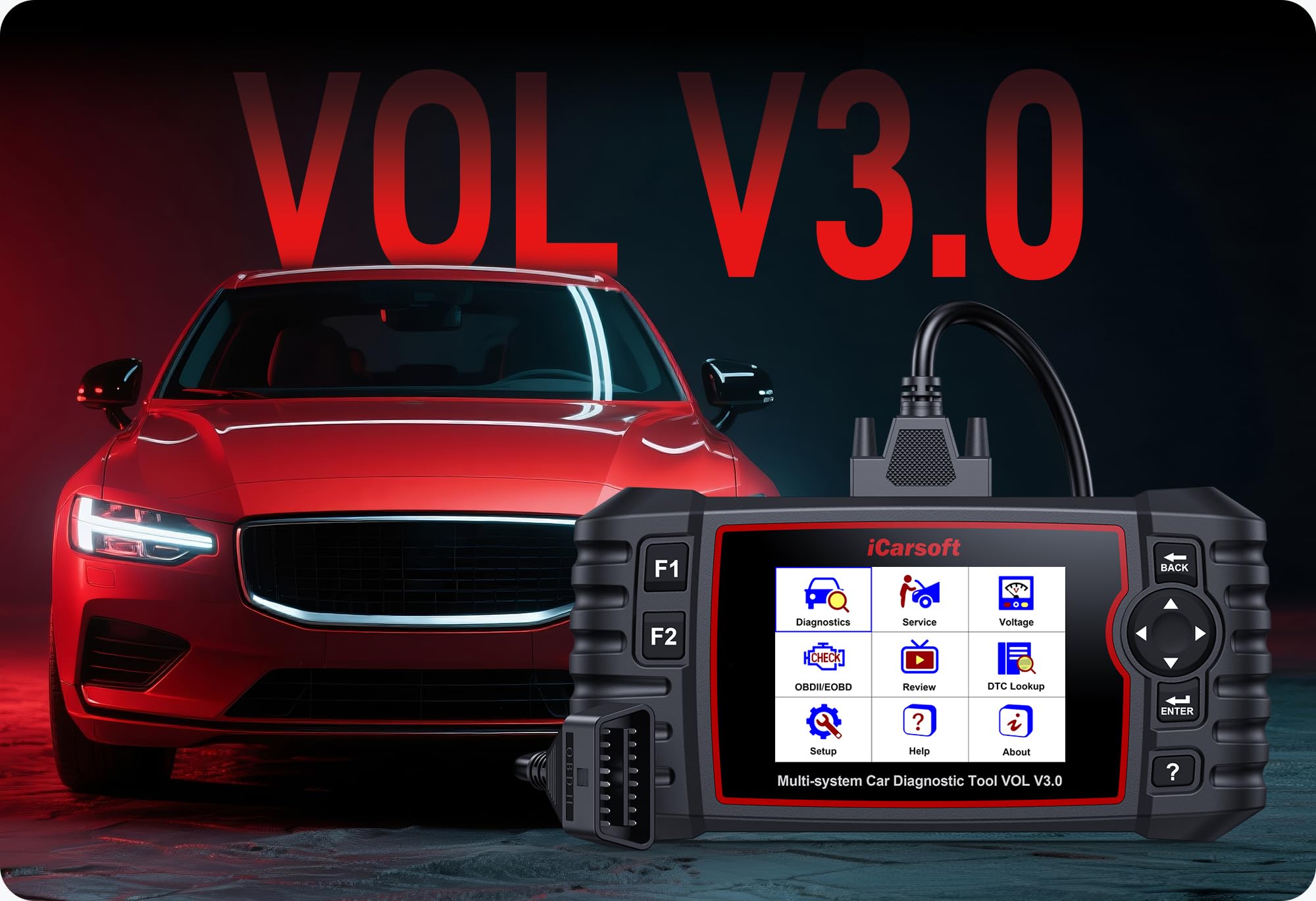 iCarsoft VOL V3.0 – Professionelles Diagnosegerät für Autos, kompatibel mit Volvo und Saab