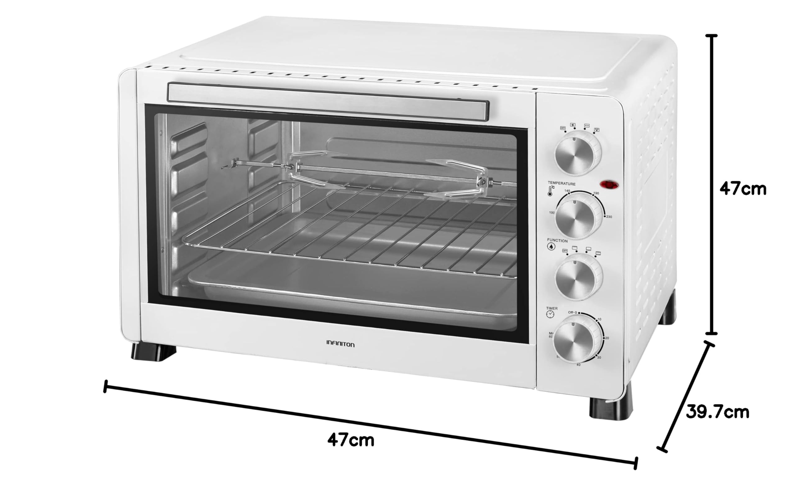 Infiniton HSM26B61 Four conventionnel de table (60 l, 2500 W, température jusqu'à 230°C et minuterie jusqu'à 60 minutes, four portable, blanc)