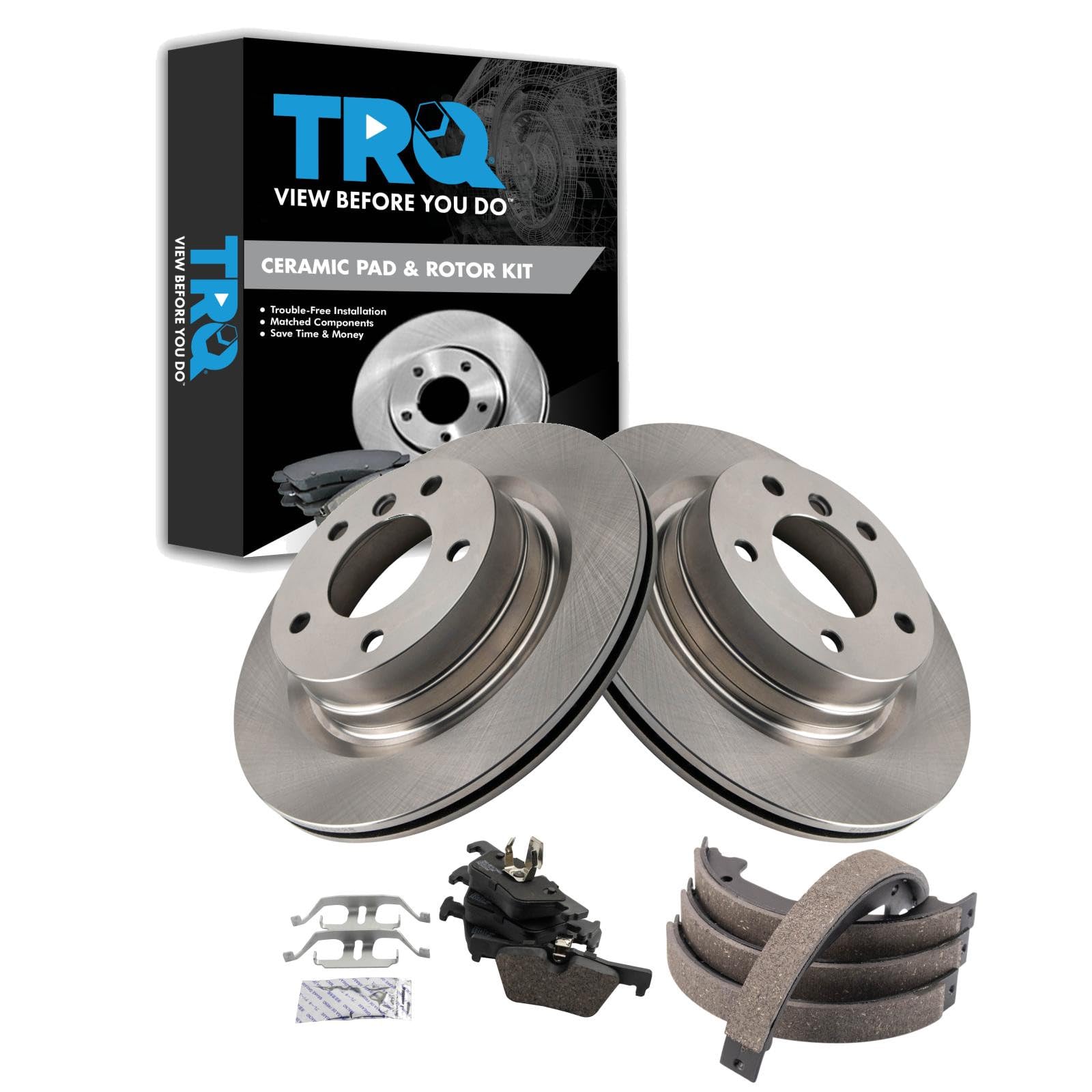 TRQ Rear Brake Pad and Rotor Set Ceramic Compatible with 2012-2013 328i 2012 328i Wagon 2013-2016 320i 2014-2016 228i 2017-2020 230i 2014-2016 328d 2014-2015 428i