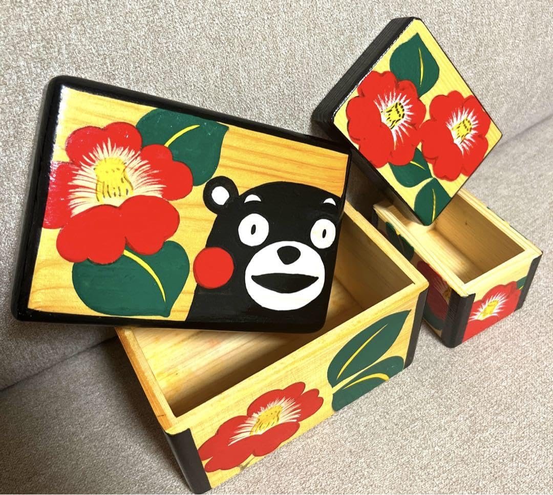 Amazon.co.jp: 花手箱 くまもん 伝統工芸 肥後椿 大小2個セット