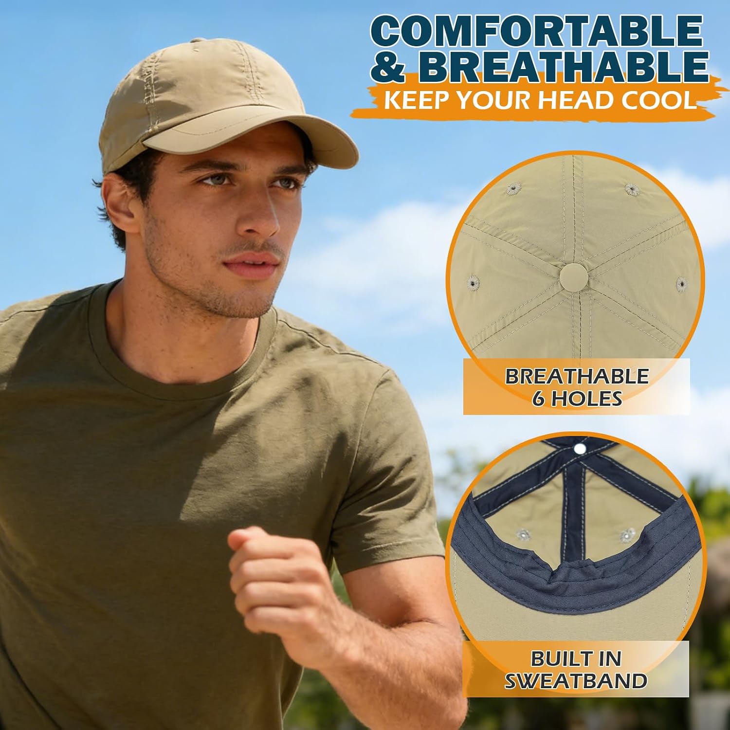 Baseball Sun Cap with Neck Flap, UPF 50+ Waterproof Sun Hat for Men Women image 3