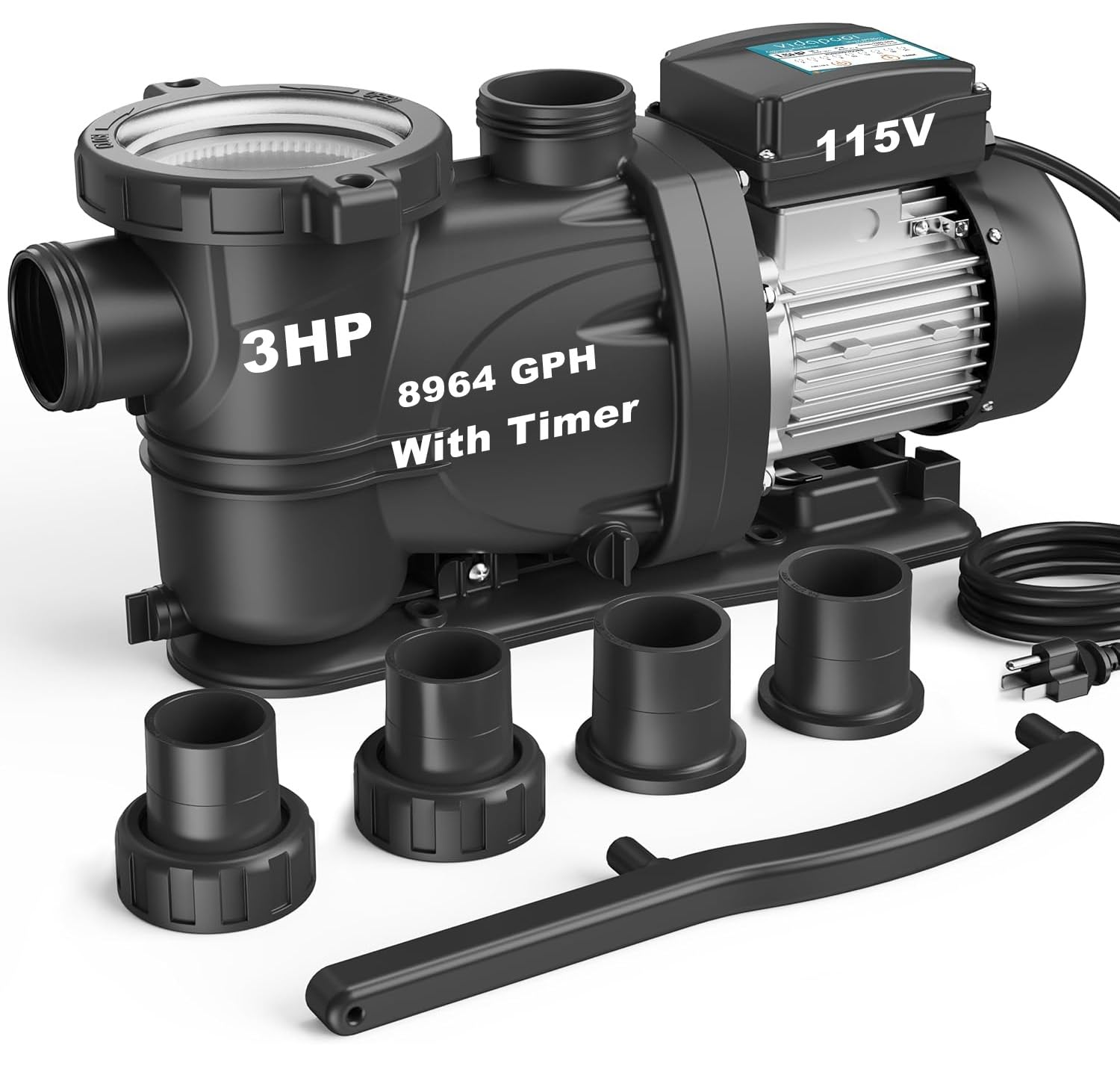 3HP In/Above Ground Pool Pump with Timer 8964GPH High Flow 115V Powerful Self Primming Swimming Pool Pumps with Filter