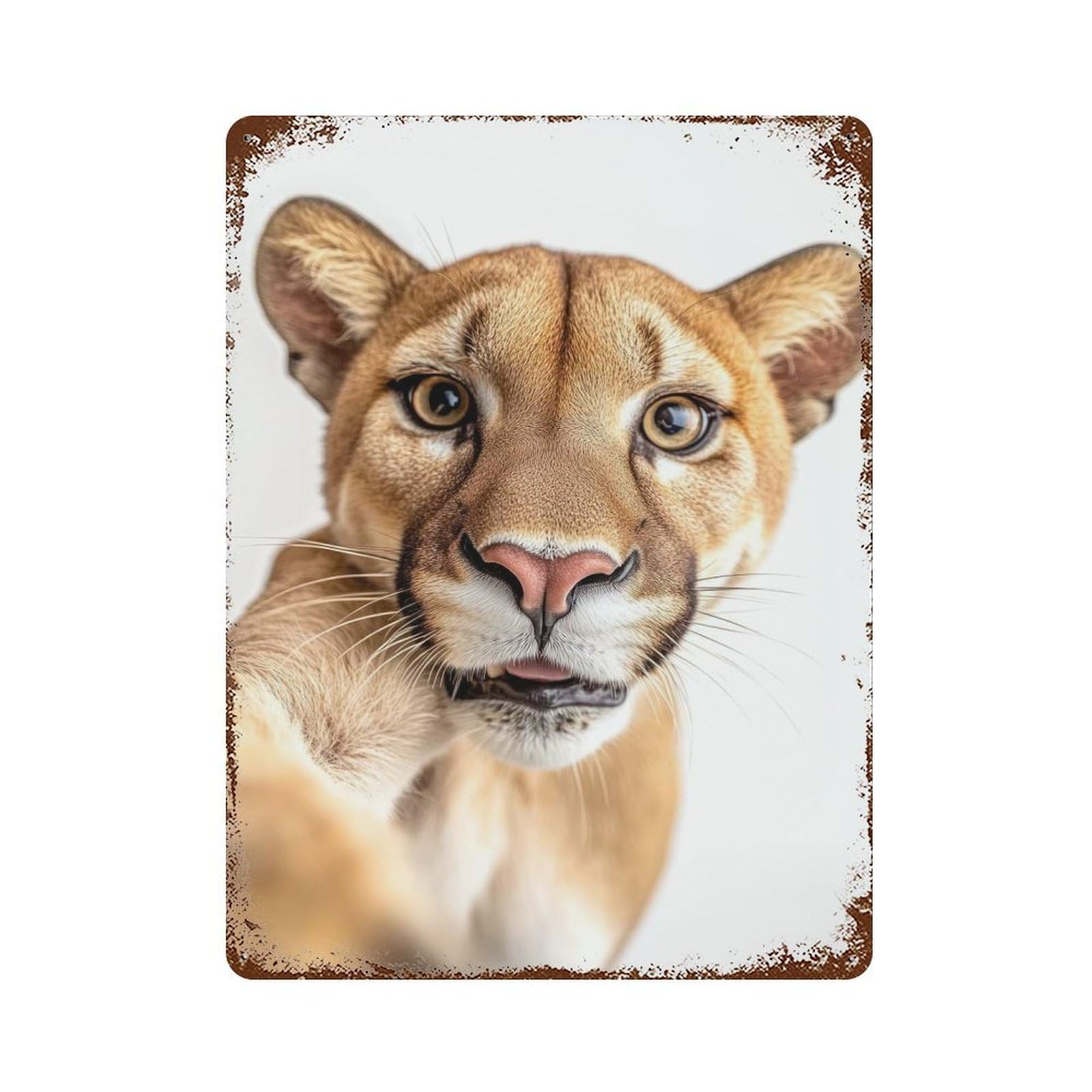 Garage Style Puma Selfie Vintage Rust Metal Sign 15.7"x11.8", Rustic Home Decor for Bar And Workshop