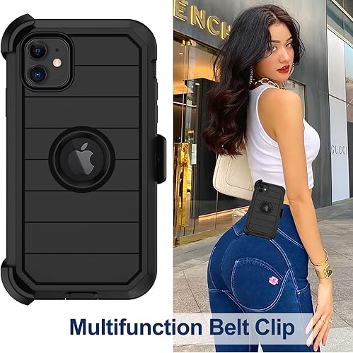 Miniatura 6 de Funda para iPhone 11 con funda de clip para cinturón, 2 protectores de pantalla, grado militar resistente a prueba de golpes, a prueba de polvo y