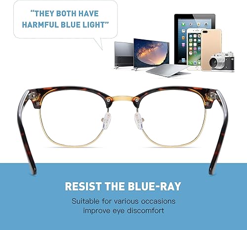 Miniatura 6 de AOMASTE Blue Light Blocking Glasses Retro Semi Rimless UV400 Clear Lens Computer Eyewear For Men Women