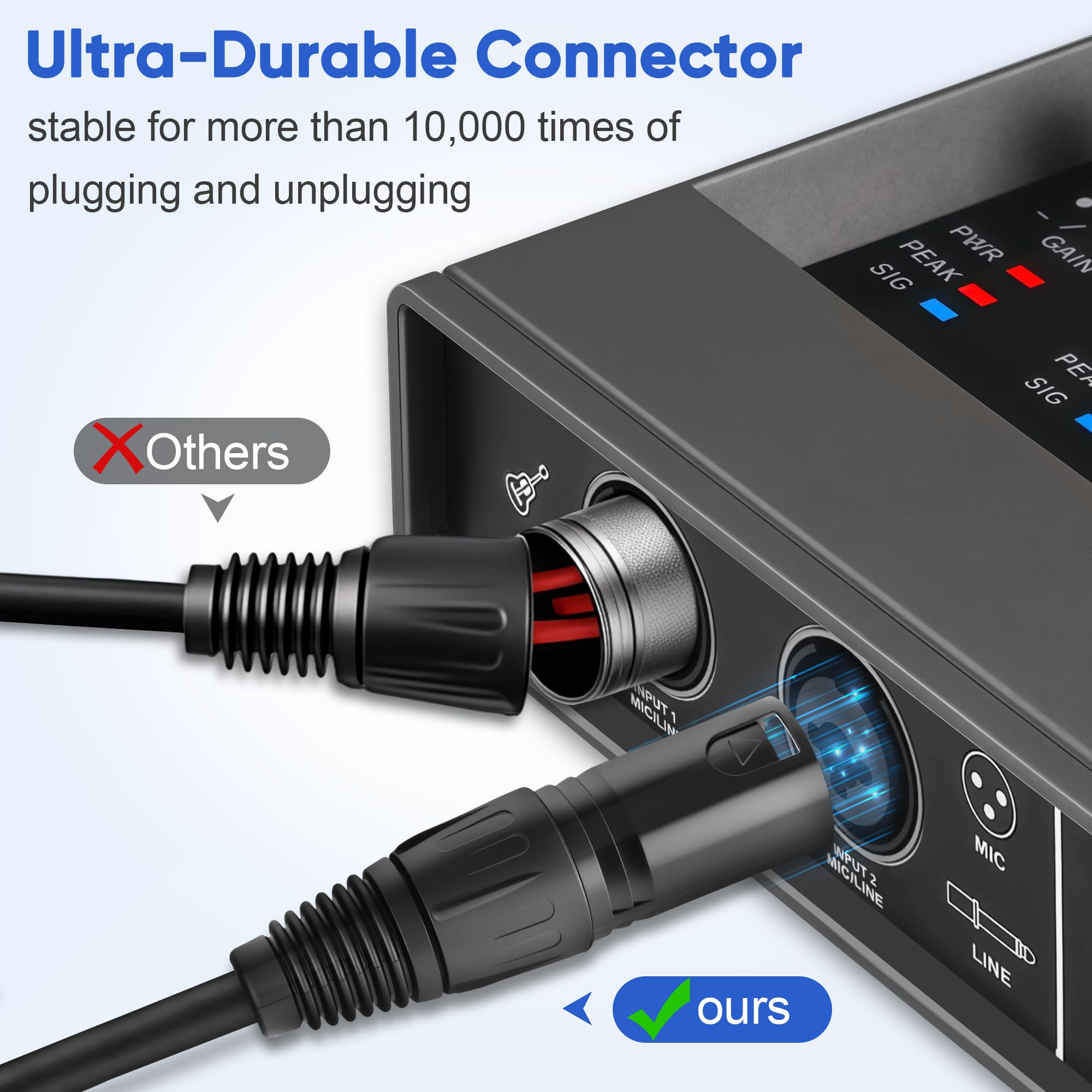 Cable XLR de 4 pines, 10 pies profesional de alta fidelidad blindado XLR macho a hembra, cable de conexión de extensión de audio equilibrado para auriculares y micrófono, cable de alimentación para