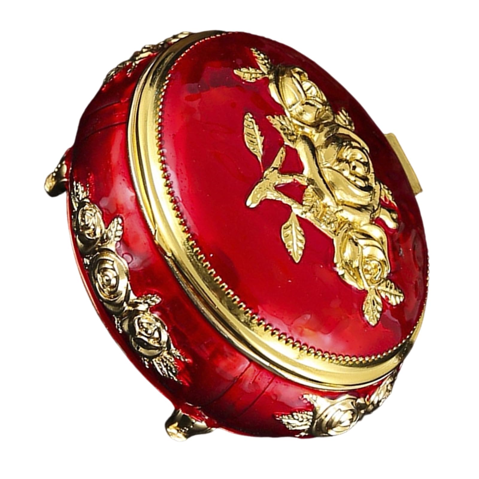 ZBIianxer Antique Styles Alloy Storage Box with Colorful Enameled Flowers and Crystals Decorations Traditional Jewelry Box