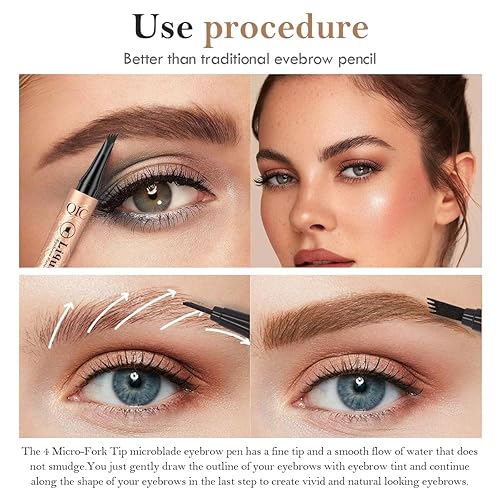 Miniatura 5 de Lápiz de cejas marrón claro, lápiz de cejas Microblading a prueba de manchas con punta de microhorquilla mejorada, lápiz de microblading impermeable