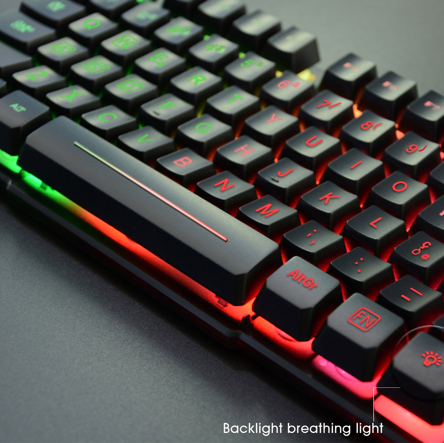 Rii Gaming RK100+ (layout ITALIANO) - Tastiera italiana da gioco retroilluminata a LED (arcobaleno) con tasti multimediali, paragonabile a una tastiera meccanica