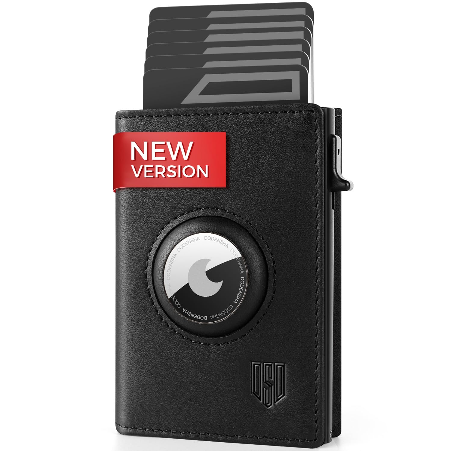 Mens AirTag Wallet, RFID Blocking Leather Smart Pop Up Card Wallet for Men with Coin Pocket, Aluminum Credit Card Holder with ID Window, Magnetic Closure