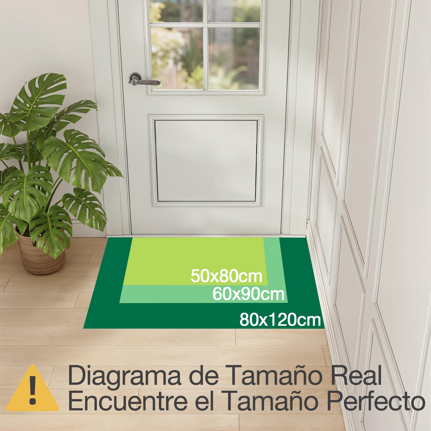 LUMI Felpudo de Yute Tejido a Mano para Entrada, Antideslizante y Duradero, para Suelos Duros, para Casa, Patio, 60x90 cm