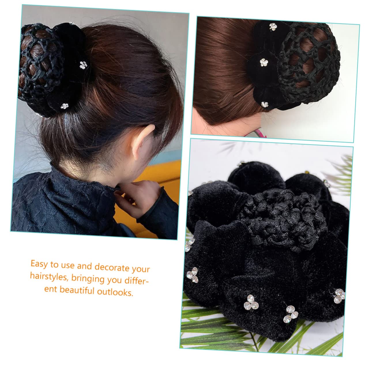 FRCOLOR 3 Set Di Eleganti Retine Copri-chignon Per Donna Retine Copri-chignon Per Donna Fasce in Tessuto Accessori Per Invitati A Nozze 4 Pezzi*3