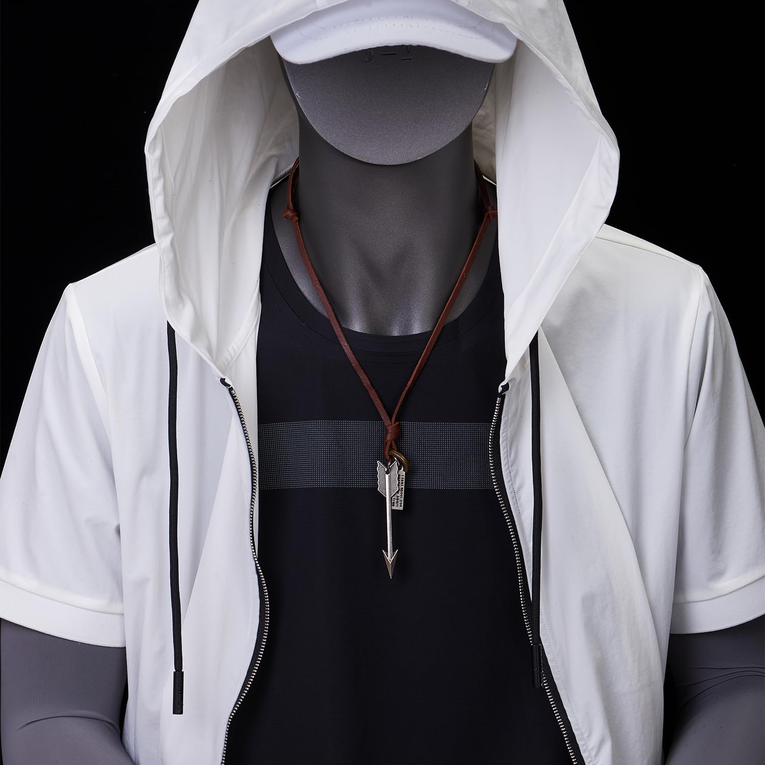 COOLSTEELANDBEYOND Mens Womens Arrow Pendant Necklace with Adjustable Brown Leather Cord, Cool Punk Rock - Image 2