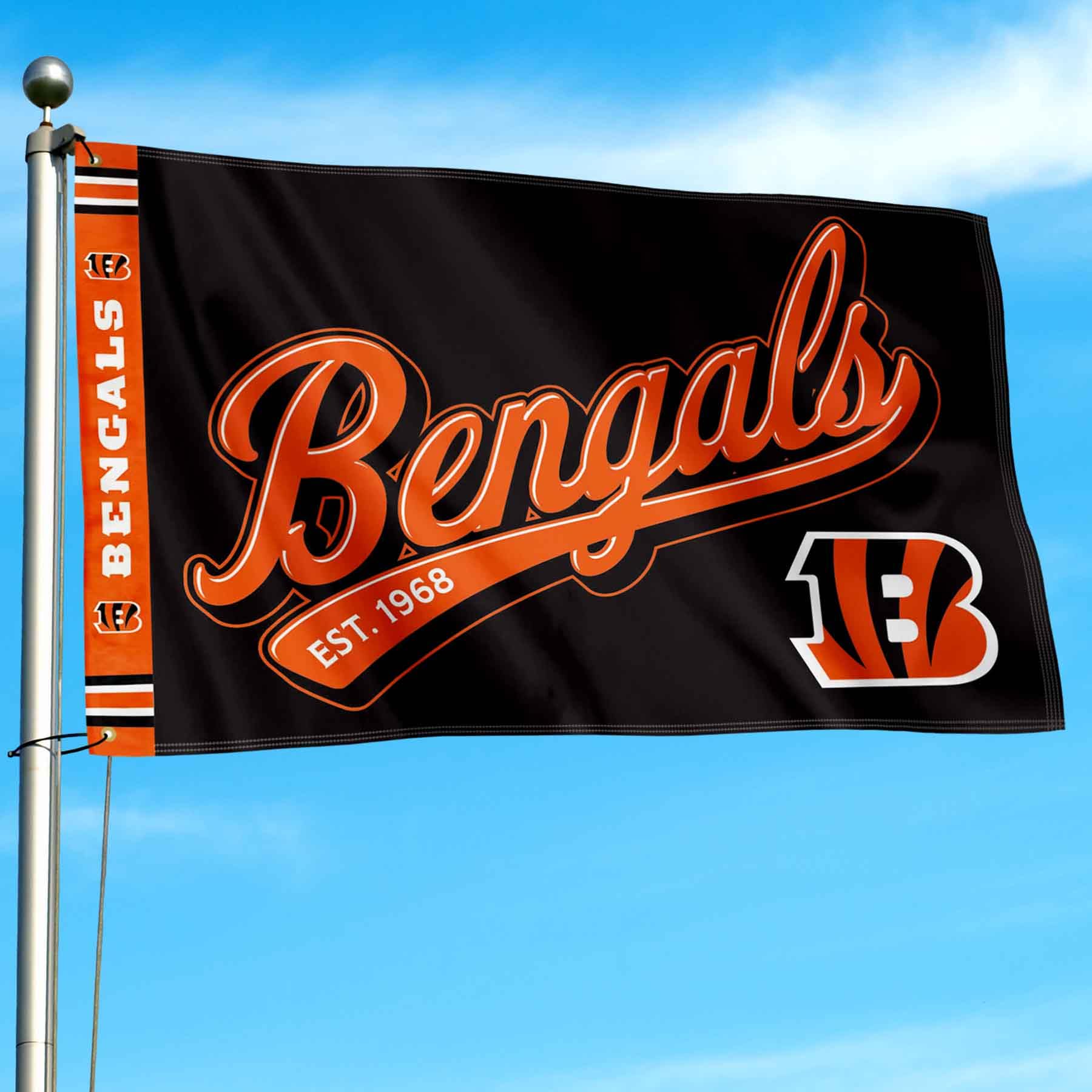Cincinnati Bengals Fan Cave Banner Flag 3x5 Feet - Large Indoor/Outdoor Team Flag For Man Cave & Tailgating