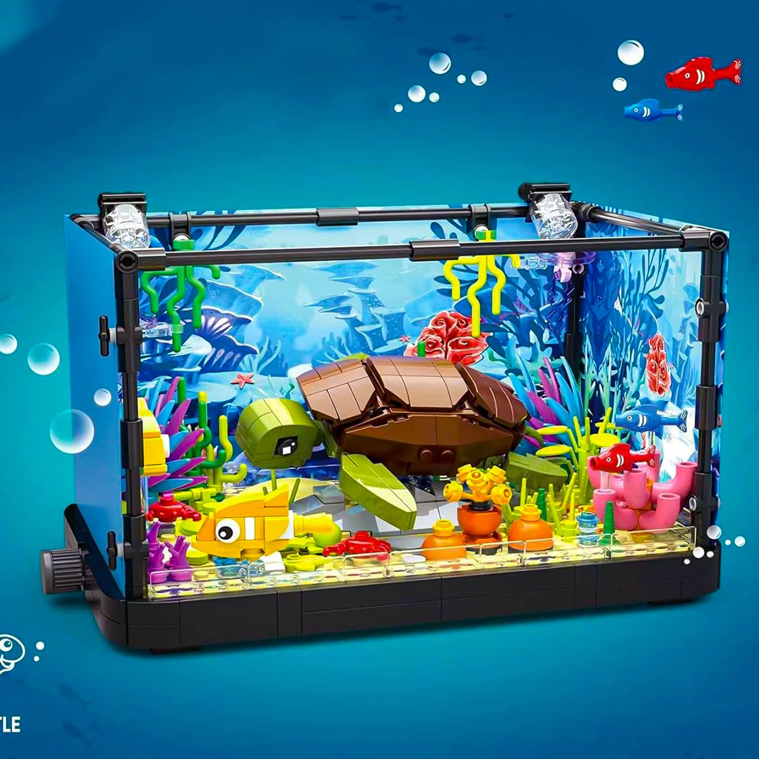 Pasyru Fish Tank Building Set, 753 Pcs Aquarium Turtles Building Set, Animal Marine Life Fish Tank Building Block Kit - Image 2