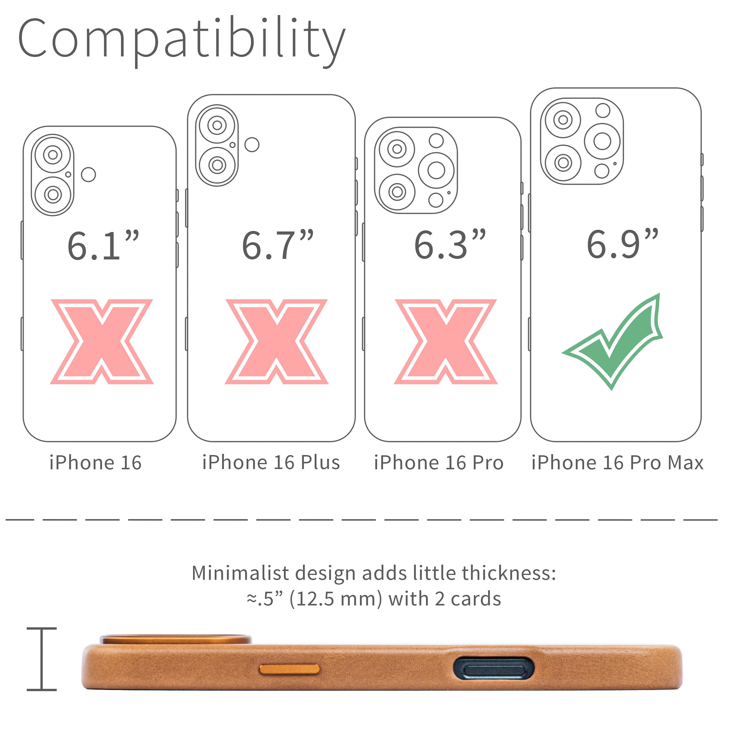 Dockem Genuine Leather Case for iPhone 16 Pro Max, Compatible with MagSafe (MSGL, Light Brown)