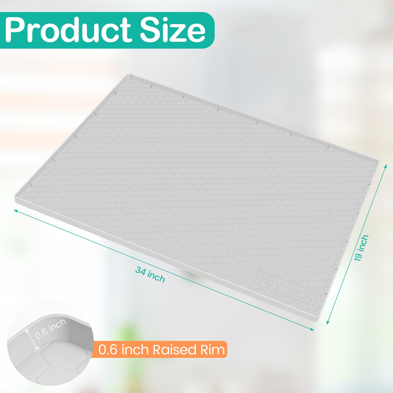 Tapete de silicona para debajo del fregadero, 34 x 19 pulgadas, impermeable, organizadores y almacenamiento para debajo del fregadero, protector de fregadero y gabinete, bandeja debajo del