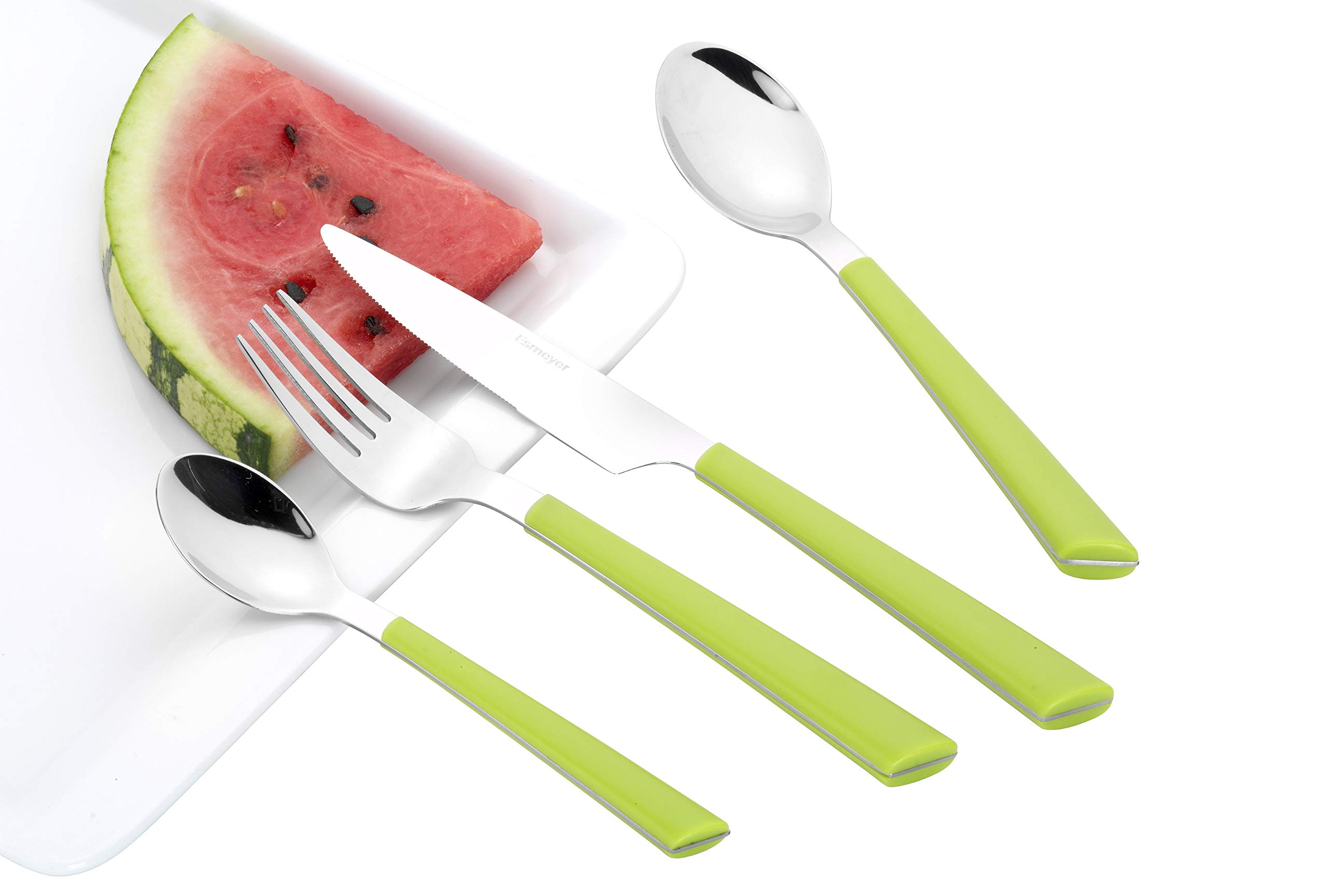 Esmeyer Jane - Service de 24 Couverts Jane, INOX 18/0 Poli, Manches en Plastique Couleur : Vert