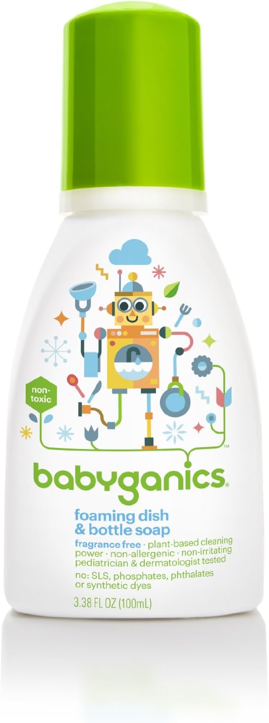 BabyGanics Foaming Dish and Bottle Soap, Fragrance Free, 3.38 Ounce