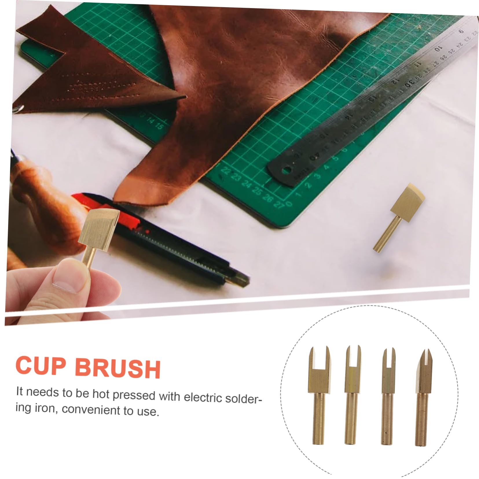 Gadpiparty 2 Series Herramienta De Pulido De Bordes De Cuero Accesorios De Punzón De Cobre Para Bricolaje Para Manualidades Y Acabado De Cuero 4 Piezas*2