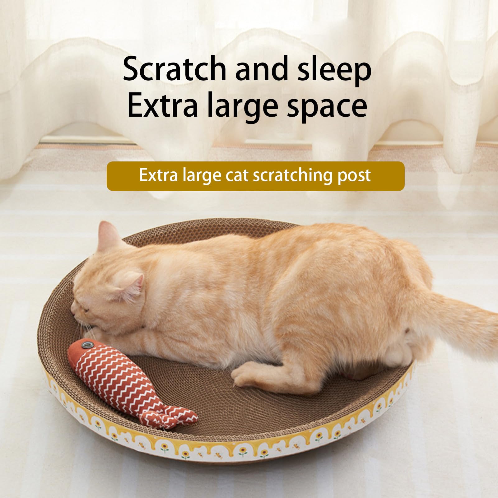 Tappeto Gratta per Gatti, Letto Gratta per Gatti, Raschietto per Gatti in Cartone, Tiragraffi per Gatti Cartoncino, Raschietto per Gatti Ovale ad Alta Densità per Artigli e Mobili, M