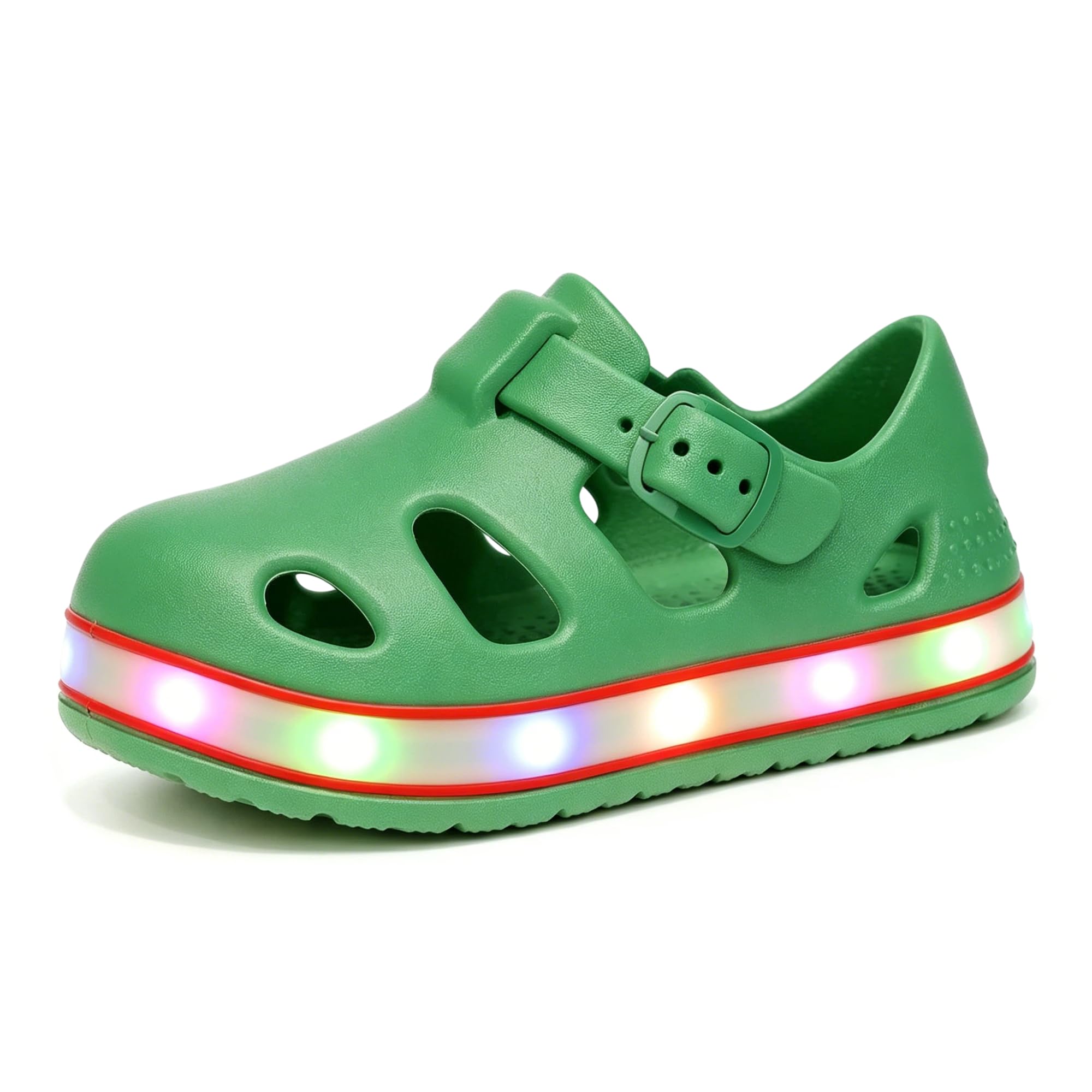 Toddler Light Up Sandals for Boys and Girls, Adjustable Closed Toe Water Shoes, Lightweight Quick-Drying EVA Non-Slip Summer Shoes