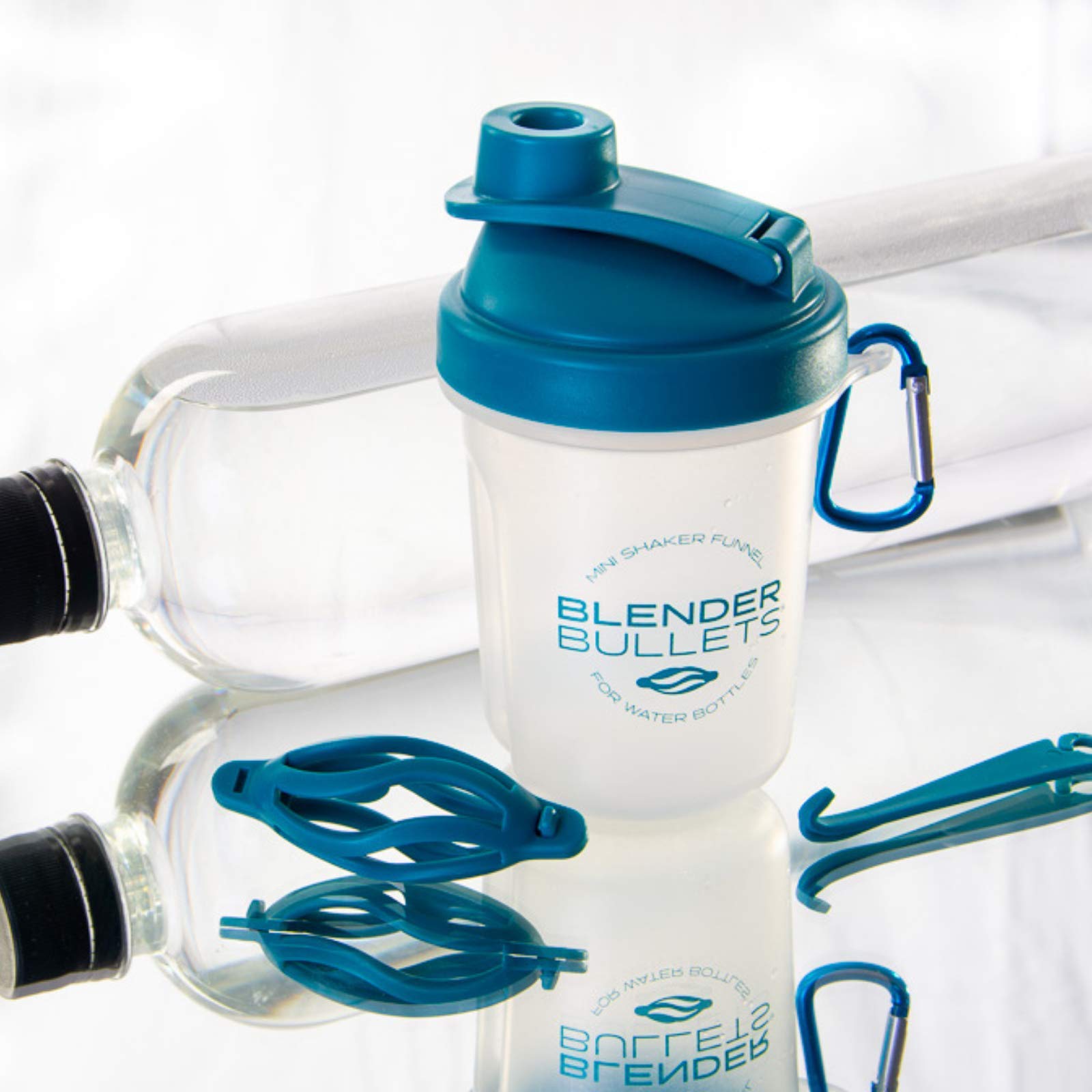 Blender Bullets Fitness Reusable Protein Shaker Mixing Whisk | Fits Most Water Bottles | Includes Funnel | On The Go | BPA Free